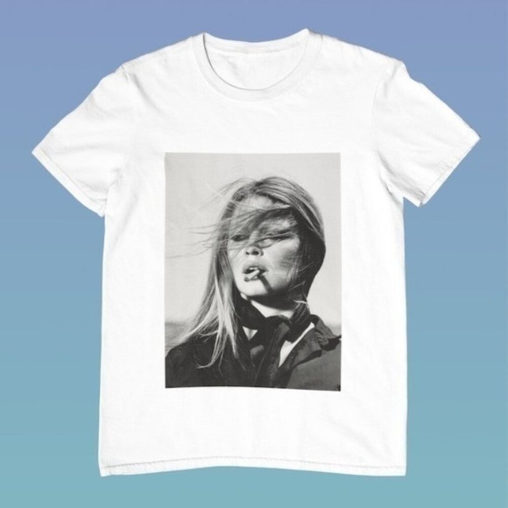 Brigitte Smoking Tshirt Bridget Bardot Smoking Photo Print Shirt 1